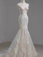 Lace Mermaid Wedding Dress with Detachable Sleeves