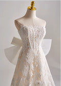 A line Style Corset Dress with Bow Wedding Dress