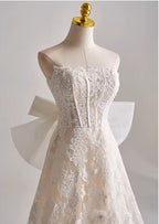 A line Style Corset Dress with Bow Wedding Dress
