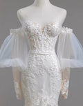 Lace Mermaid Wedding Dress with Detachable Sleeves