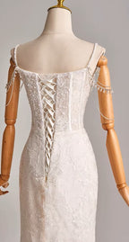 Pearly and Lace Corset Mermaid Wedding Dress