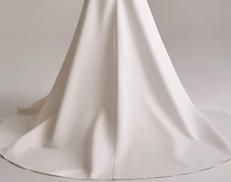 Off Shoulder Lace and Mikado Satin Wedding Dress